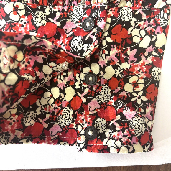 Women Plus 2X Blouse Sanctuary Georgette Red Floral Print Tie Neck Ruffle NWT - Picture 11 of 16